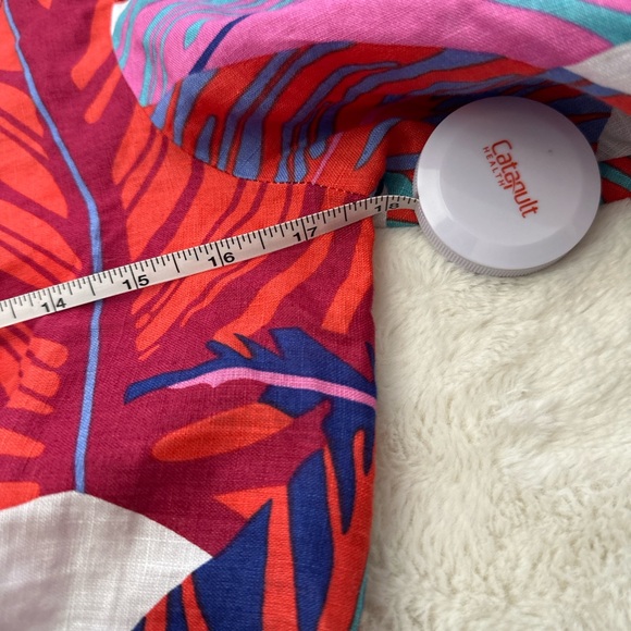 Magaschoni Linen Multicolor Leaf Print Blouse - Picture 3 of 5